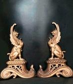 Antiek Bronzen vuurbokken 1stdibs French Brass Griffin, Ophalen of Verzenden, Brons