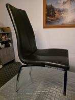 Moderne zwarte stoel met chromen poten, Zwart, Ophalen of Verzenden, Zo goed als nieuw, Leer