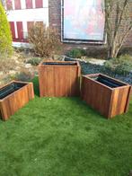 verrijdbare hardhouten bloembakken, Tuin en Terras, Bloembakken en Plantenbakken, Ophalen, Tuin, Zo goed als nieuw, 60 tot 100 cm