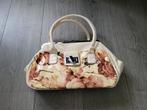 Creme lak tas met bloemenpatroon ~ CP0500, Ophalen of Verzenden, Gebruikt, Overige kleuren, Handtas