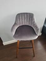 VOORRAAD Luxe design barkruk Grijs Velours OP = OP! NIEUW, 5 krukken of meer, Hout, Met voetsteun, 60 tot 90 cm