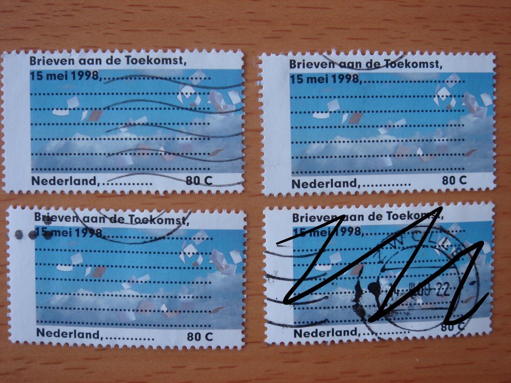 Brieven aan de toekomst 3x NVPH 1761      Gestempeld, Ophalen of Verzenden, Na 1940, Gestempeld