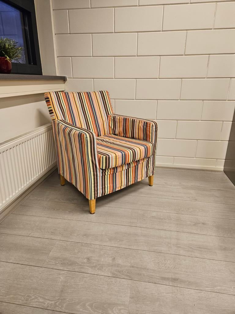 Gestreepte Fauteuil 80x67cm relax stoel, Ophalen, Zo goed als nieuw, Minder dan 75 cm, 50 tot 75 cm