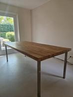 Teakhouten Tafel met RVS Poten - 200x100 cm, Ophalen, Gebruikt, 50 tot 100 cm, Metaal