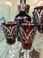 Boheems Kristal Set: Karaf, Likeur & Wijnglazen, Antiek en Kunst, Antiek | Glas en Kristal, Ophalen of Verzenden