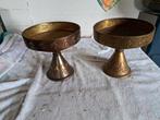 Set van 2 koperen vazen / kandelaars, Overige materialen, Gebruikt, Overige kleuren, Ophalen of Verzenden
