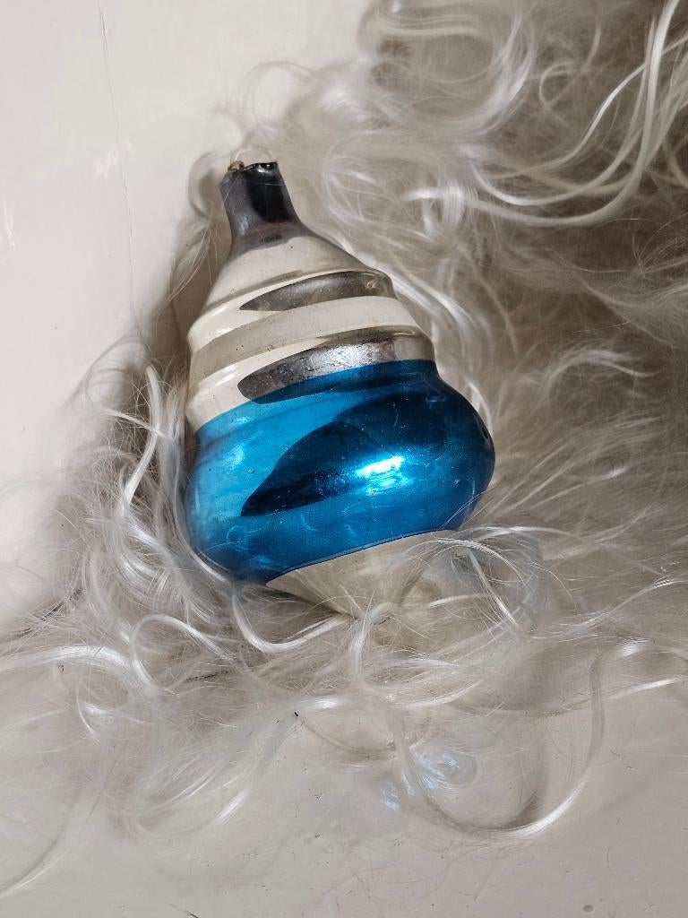 Oude Antieke AJEKO kerstbal / Tol Lampion blauw .20, Diversen, Kerst, Ophalen of Verzenden