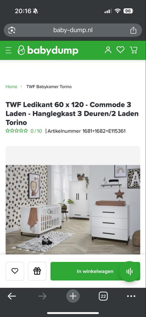 TWF Babykamer met Ledikant, Ladekast & Kledingkast, Kinderen en Baby's, Kinderkamer | Complete kinderkamers, Gebruikt, Jongetje of Meisje