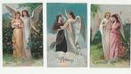 3 schitterende reliëf kaarten engelen geloof hoop liefde, Verzenden, Voor 1920, Ongelopen, Overige thema's