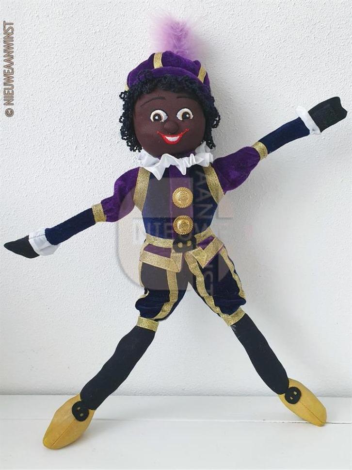 Authentieke Etos etalage zwarte Piet pop - 45cm, paars/blauw, Diversen, Sinterklaas, Zo goed als nieuw, Verzenden