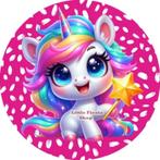 L622 icing frosting eenhoorn 20cm eetbare taart plaat print, Ophalen of Verzenden, Nieuw, Taarten, Versiering