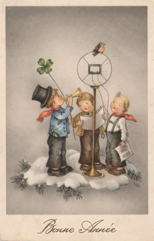 KERST KLAVERVIER TEKN LH JAREN 50 MOOIE OUDE KAART KH907, Verzamelen, Ansichtkaarten | Themakaarten, Gelopen, 1940 tot 1960, Overige thema's