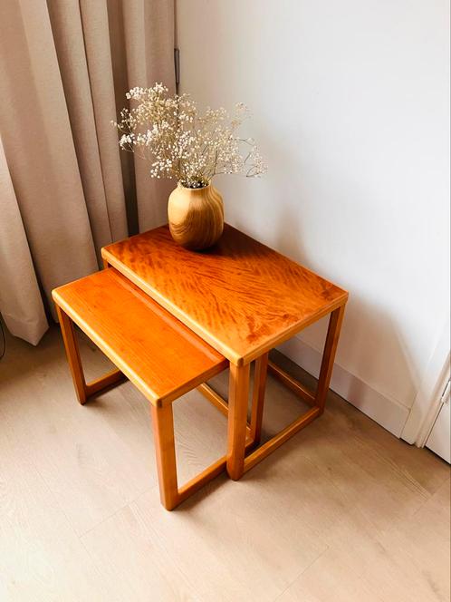 Vintage mimi set / bijzettafels Deens design, Huis en Inrichting, Tafels | Bijzettafels, Zo goed als nieuw, Rechthoekig, Minder dan 45 cm