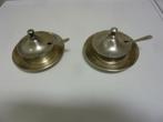 2 Zilverkleurige boter schaaltjes met deksel., Ophalen of Verzenden, Gebruikt