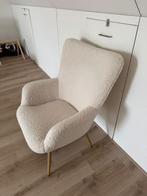 Crèmekleurige fauteuil – teddy/bouclé stof – moderne look –, Ophalen, Wit, Zo goed als nieuw, Eén