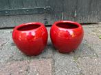 2 rode bloempotten, Ophalen, Gebruikt, Rond, Binnen