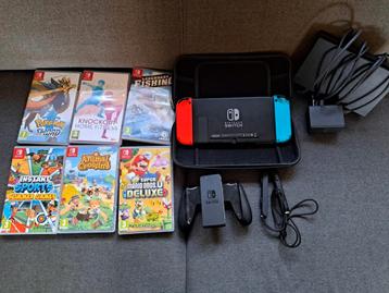 Nintendo Switch + 6 spellen + accessoires compleet pakket beschikbaar voor biedingen