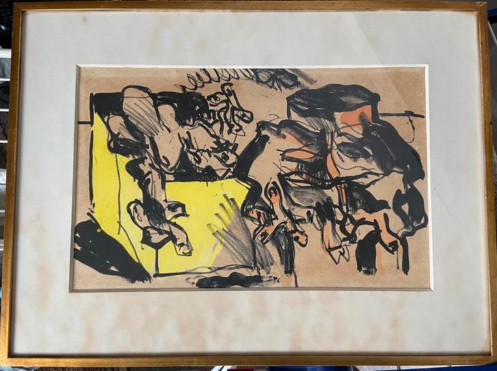 Gemengde techniek en gesigneerd Jan Sierhuis., Antiek en Kunst, Kunst | Schilderijen | Abstract, Ophalen of Verzenden