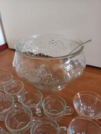Mooie glazen bowlset schaal met bijpassende glaaajes, Glas, Schaal of Schalen, Ophalen of Verzenden, Zo goed als nieuw