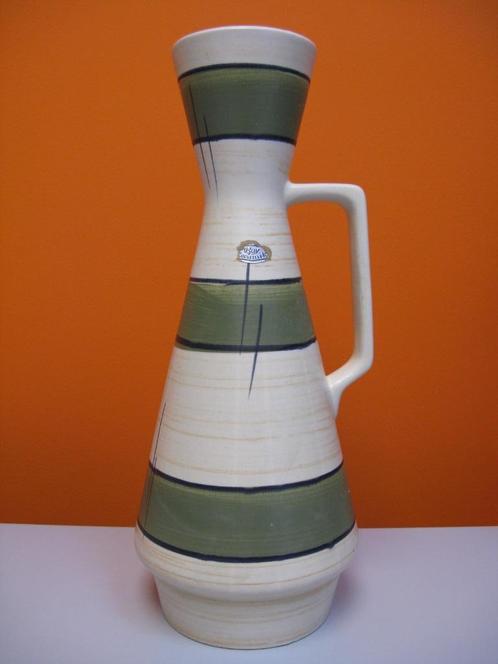 retro vintage vaas keramiek Bay West Germany 1959s, Huis en Inrichting, Woonaccessoires | Vazen, Gebruikt, Groen, Minder dan 50 cm