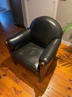 Leren fauteuil / stoel zwart, Ophalen, Gebruikt, 75 tot 100 cm, Hout