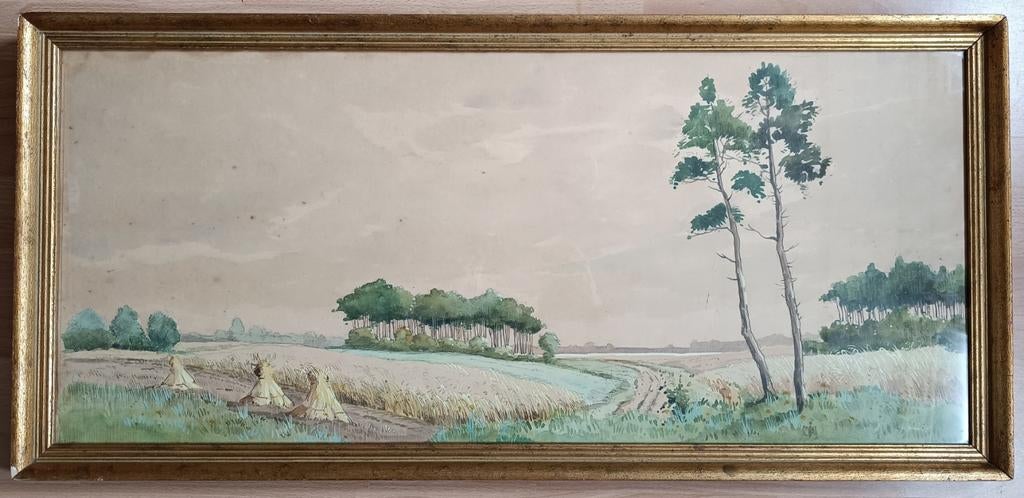 J. van de Venne - Jan Simon Knikker Jr. aquarel achter glas., Antiek en Kunst, Ophalen of Verzenden