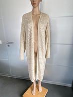 i299 Nieuw: Yesta maat 44=L lang gebreid Ibiza vest beige