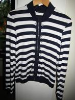 F1646 DONNA DURA mt 44 vest blauw wit streep tricot rits, Maat 42/44 (L), Donna Dura, Zo goed als nieuw, Verzenden