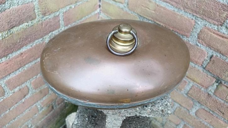 Antieke koperen warmwaterkruik met D.R.G.M.-dop, Antiek en Kunst, Antiek | Koper en Brons, Koper, Ophalen of Verzenden