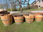 Kastanjehouten vaten Bloembak 4 soorten 30/55/75/75 hoog, Ophalen, Rond, Nieuw, Tuin