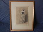 Tekening Staande gesluierde vrouw J.L. Cornet(1815-1882), Antiek en Kunst, Ophalen of Verzenden