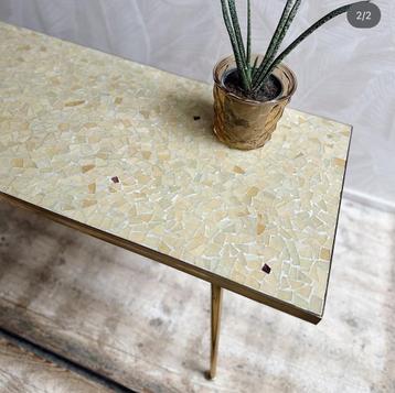 Vintage unieke mozaiek salontafel messing pootjes koffie beschikbaar voor biedingen