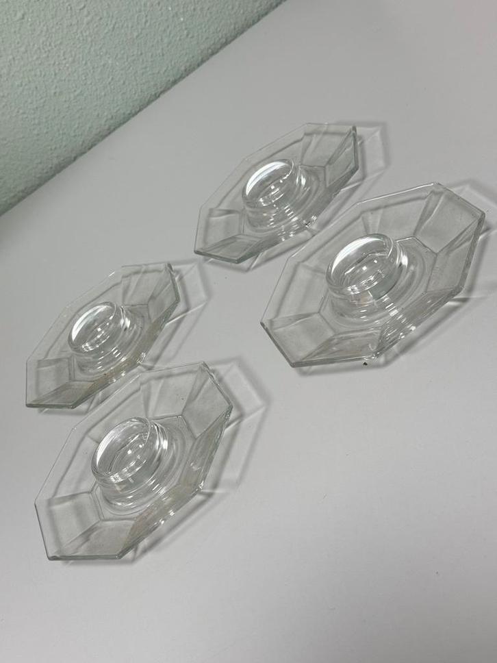 4 vintage glas glazen Octime-ei eierdopjes Luminarc France, Antiek en Kunst, Antiek | Servies los, Ophalen of Verzenden