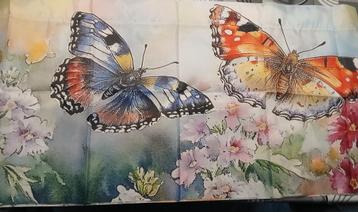  nieuwe gordijn met bonte vlinders en bloemen L 175,cm B 45m beschikbaar voor biedingen