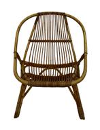 Vintage Set van 4 rotan fauteuils Rohe Noordwolde 1960, Huis en Inrichting, Fauteuils, Gebruikt, Vintage, 50 tot 75 cm, Vintage