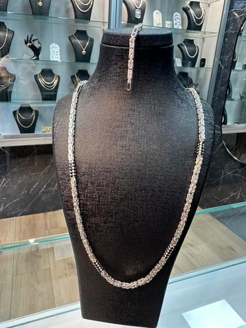 925 zilveren koningsketting met armband beschikbaar voor biedingen