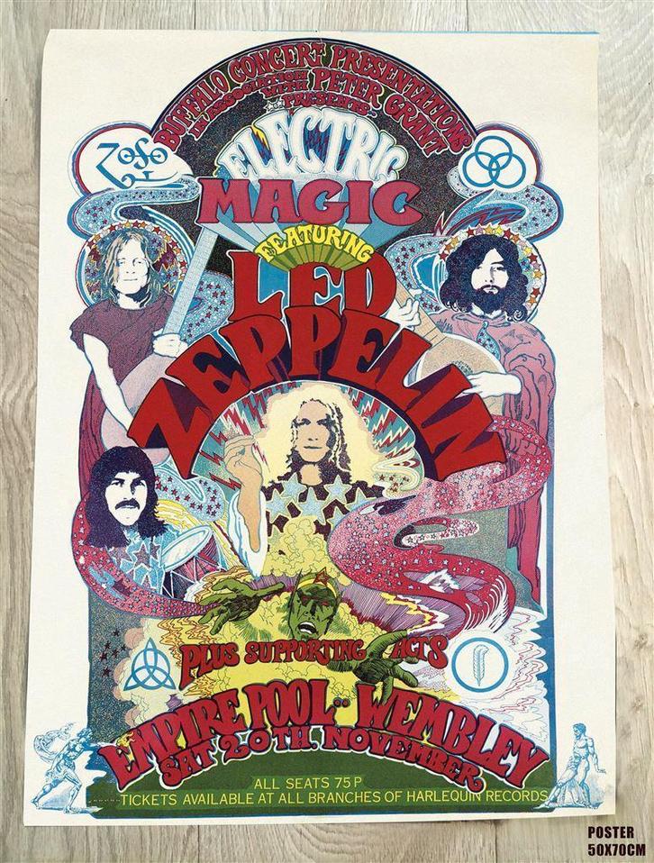 LED ZEPPELIN Muziek Poster Affiche psychedelic poster pop ar, Verzamelen, Muziek, Artiesten en Beroemdheden, Nieuw, Poster, Artwork of Schilderij
