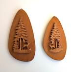 2 x Vintage wanddecoratie. Houtsnijwerk Hert Boom Bos, Antiek en Kunst, Ophalen of Verzenden