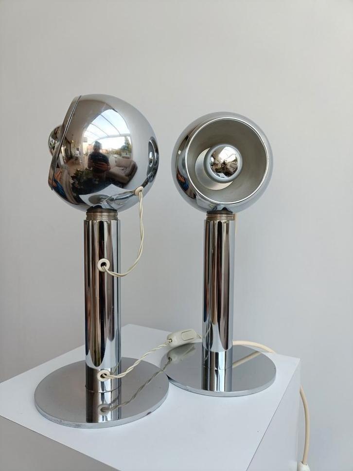 Gecchelin Space Age tafellampen, Huis en Inrichting, Lampen | Tafellampen, Gebruikt, Minder dan 50 cm, Metaal, Overige materialen