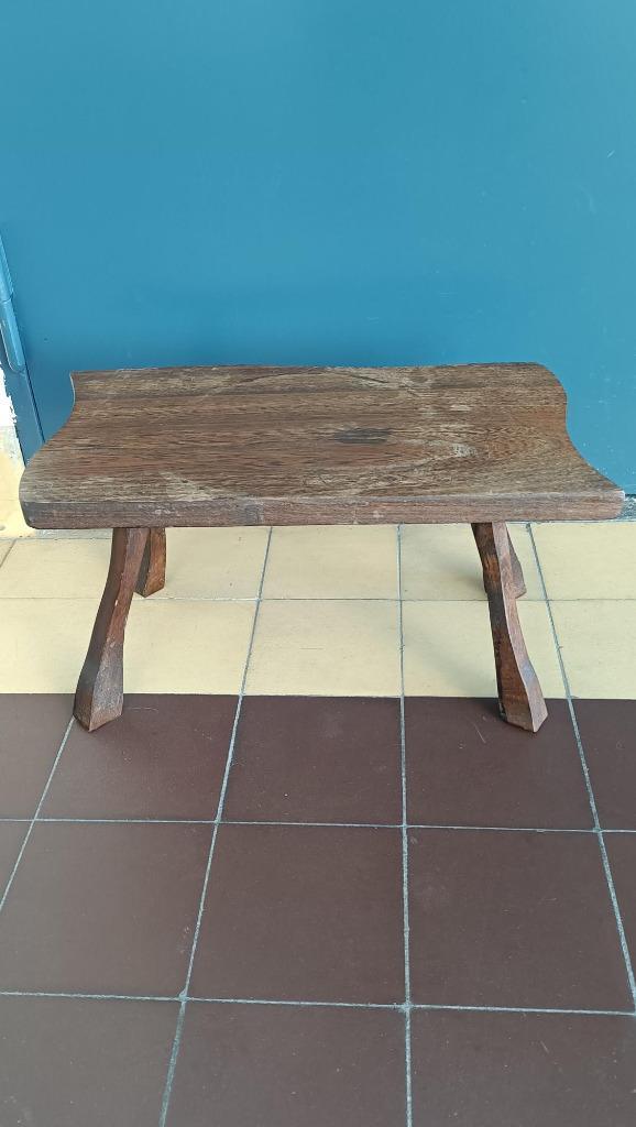 vintage bijzettafel tafeltje boomplak brutalisme jaren 70, Antiek en Kunst, Antiek | Meubels | Tafels, Ophalen of Verzenden