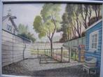 GT v.d laar, mooi schilderijtje van een achtertuin, Antiek en Kunst, Ophalen
