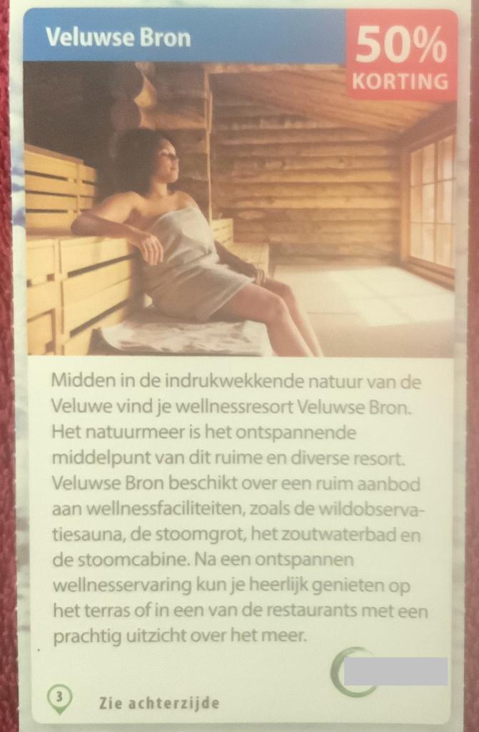 Sauna Veluwse Bron in Emst Voordeelbon, Tickets en Kaartjes, Kortingen en Cadeaubonnen, Drie personen of meer, Spa of Sauna, Kortingsbon