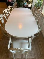 Zweedse Gustav eettafel 1.20 x 2.60 m met 7 stoelen, Huis en Inrichting, Ophalen, Gebruikt, Zweeds Gustavian, 6 tot 8 stoelen