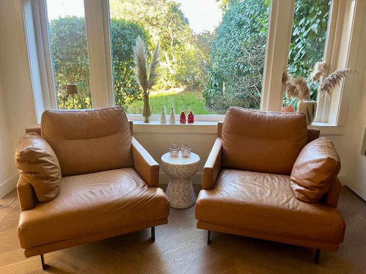2 mooie Linteloo fauteuils Leer, Huis en Inrichting, Fauteuils, Zo goed als nieuw, Leer, 50 tot 75 cm, 75 tot 100 cm, Ophalen