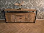 Stijlvol Mango Houten Dressoir met Metalen Frame, Huis en Inrichting, Kasten | Dressoirs, Ophalen, 150 tot 200 cm, Zo goed als nieuw