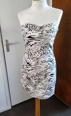 Vintage strapless zebraprint jurkje, Verzenden, Zo goed als nieuw, Boven de knie