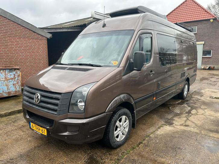 Vw Crafter motorsport camper. Buscamper, Auto's, Volkswagen, Bedrijf, Diesel, Handgeschakeld, Origineel Nederlands, Bruin, Achterwielaandrijving