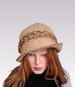 Handgemaakte Gehaakte Hoed - Beige & Bruin, Hoed, Nieuw, Handgemaakt, One size fits all