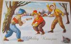 Gelukkig Nieuwjaar - sneeuwballen gooien - zestiger jaren, Verzenden, 1960 tot 1980, Gelopen, Seizoenen
