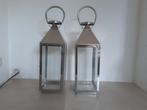 NIEUW: 2 mooie hoge (65 cm)  zilveren windlichten, Huis en Inrichting, Woonaccessoires | Kandelaars en Kaarsen, Ophalen, Overige materialen